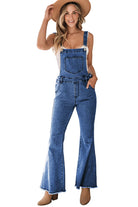 Adjustable Buckle Strap Flare Leg Denim Overalls