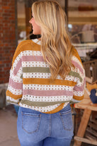 Striped Hollowed Knitted Loose Sweater