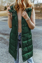 Hooded Long Quilted Vest Coat