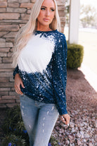 Navy Tie-dyed Crew Neck Pullover Sweatshirt