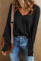 V Neck Center Seam Long Sleeve Tee