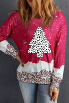 Leopard Christmas Tree Print Loose Fit Sweatshirt