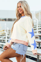 Star Patchwork Exposed Seam Oversized Sweatshirt