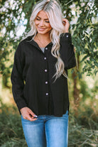 Textured Buttoned Pocket Long Sleeve Shirt