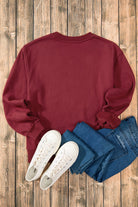 Solid Fleece Lined Drop Shoulder Terry Sweatshirt