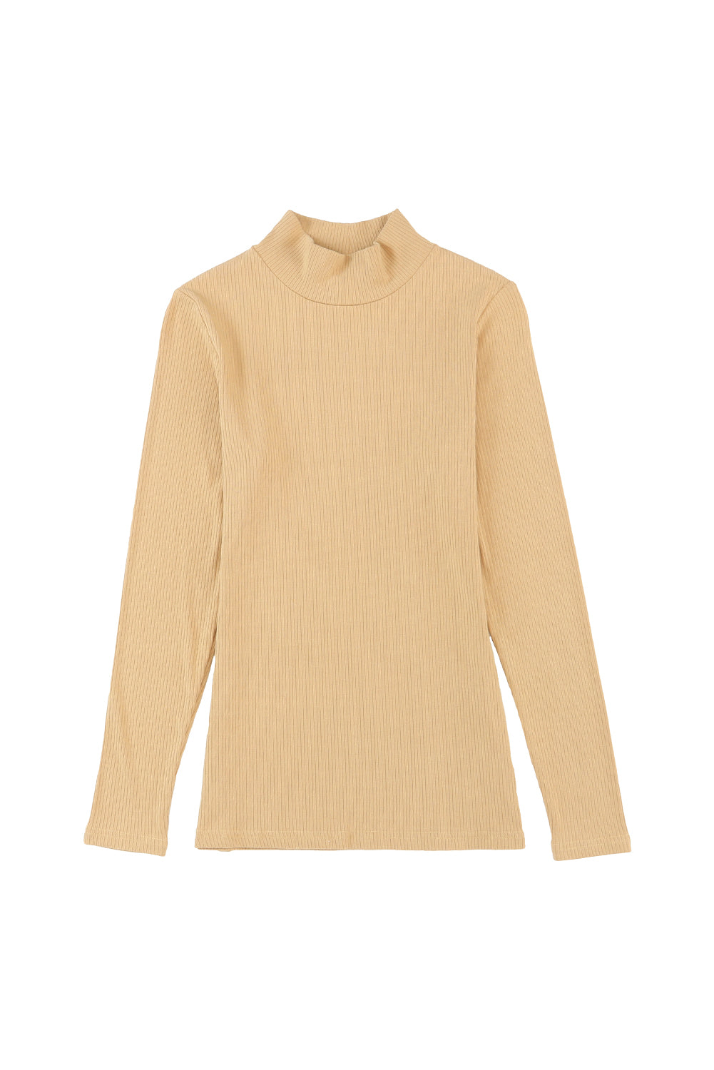 Ribbed Knit High Neck Long Sleeve Top