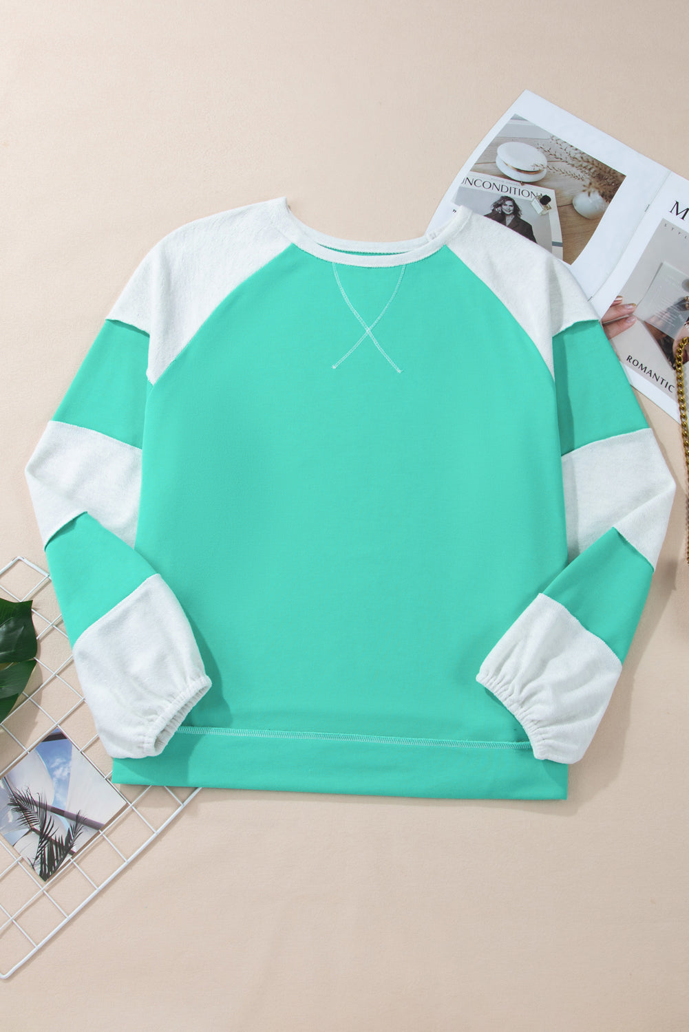 Colorblock Patchwork Cross Seam Plus Sweatshirt