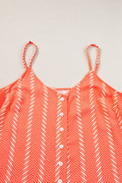 Chevron Stripe Print Buttoned V Neck Cami Top