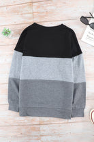 Colorblock Contrast Stitching Sweatshirt with Slits