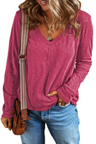 V Neck Center Seam Long Sleeve Tee