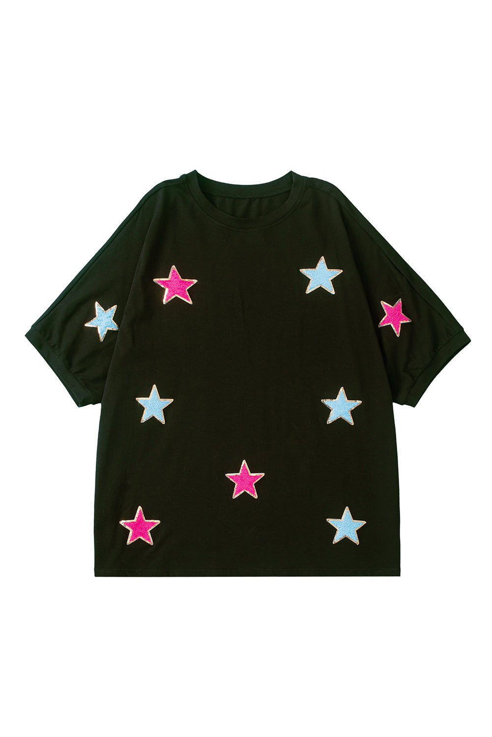 Sequin Chenille Star Pattern Plus Size Tee