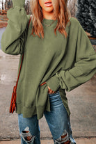 Drop Shoulder Ribbed Trim Oversized Sweatshirt