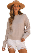 Cable Knit Sleeve Drop Shoulder Sweater