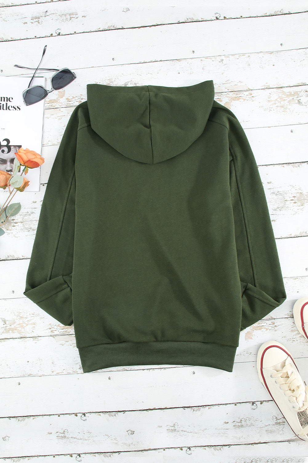 Casual Solid Color Lace-up Hoodie