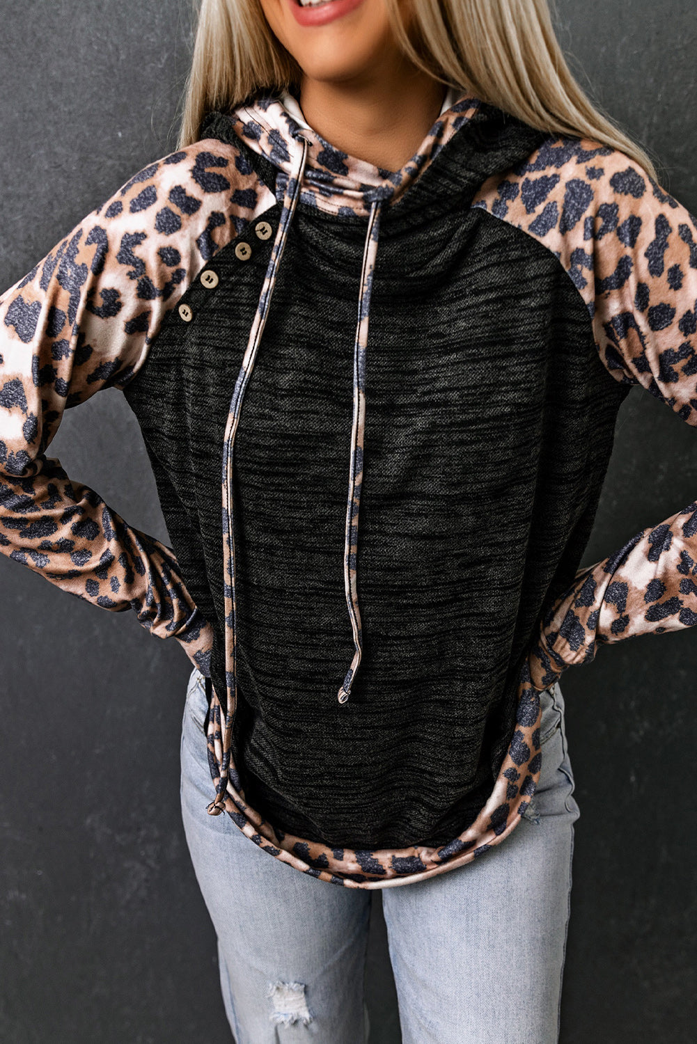 Brushed Leopard Contrast Hoodie