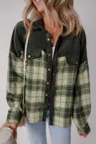 Snap Buttons Colorblock Plaid Shacket