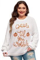 Gobble Til You Wobble Pop Up Crochet Plus Size Sweater