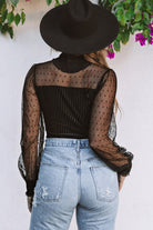 Sheer Dotty Long Sleeve Ribbed Velvet Bodysuit