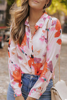 Abstract Print Long Sleeve Button-Down Shirt