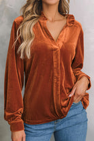 Frilled Collar Velvet Shirt