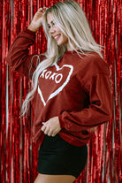 XOXO Heart Shape Graphic Corded Sweatshirt