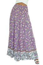 Floral Print Shirred High Waist Maxi Skirt