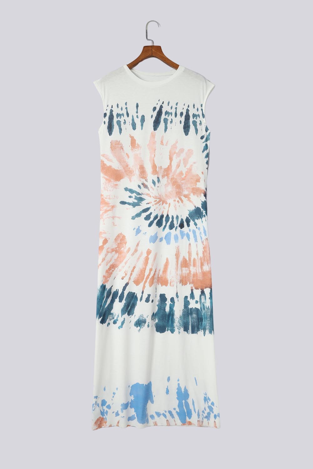 Cap Sleeve Tie Dye Long Slit Dress