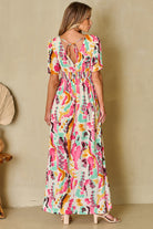 Boho Tie-dye Print V Neck Maxi Dress