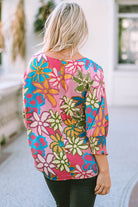 Floral Print Bracelet Sleeve Blouse