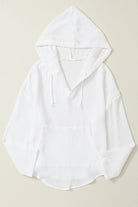 Lightweight Crinkle Pocketed Hooded Blouse