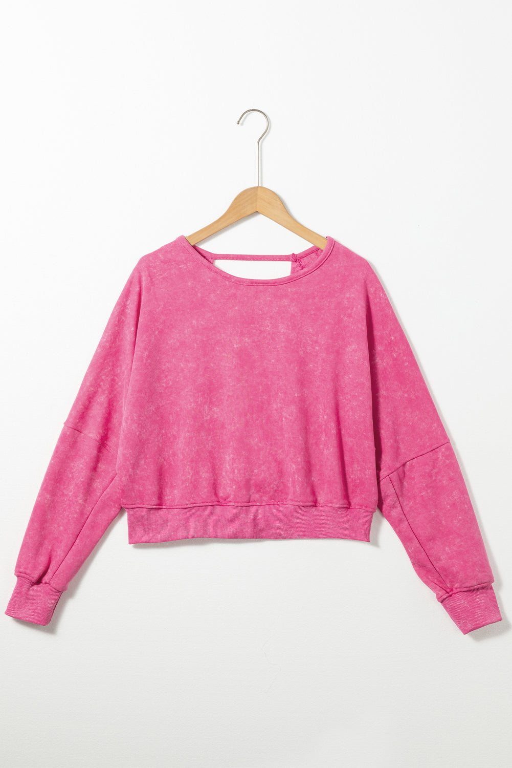 Acid Wash V-shape Open Back Sweatshirt