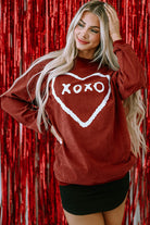 XOXO Heart Shape Graphic Corded Sweatshirt