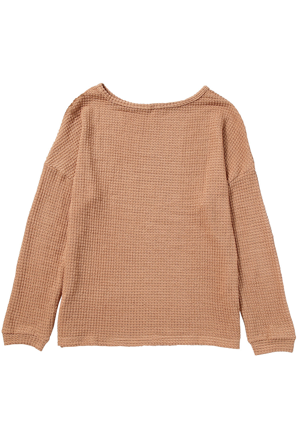 Waffle Knit Drop Shoulder Long Sleeve Top