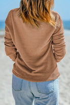 Waffle Knit Drop Shoulder Long Sleeve Top