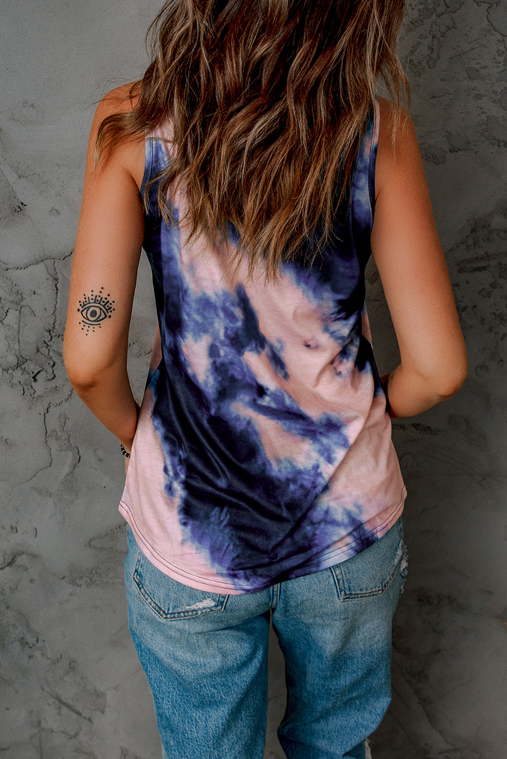 Tie-Dye Cross Front Tank Top