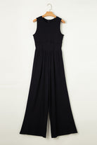 Cinched Waist Sleeveless Wide Leg Jumpsuit