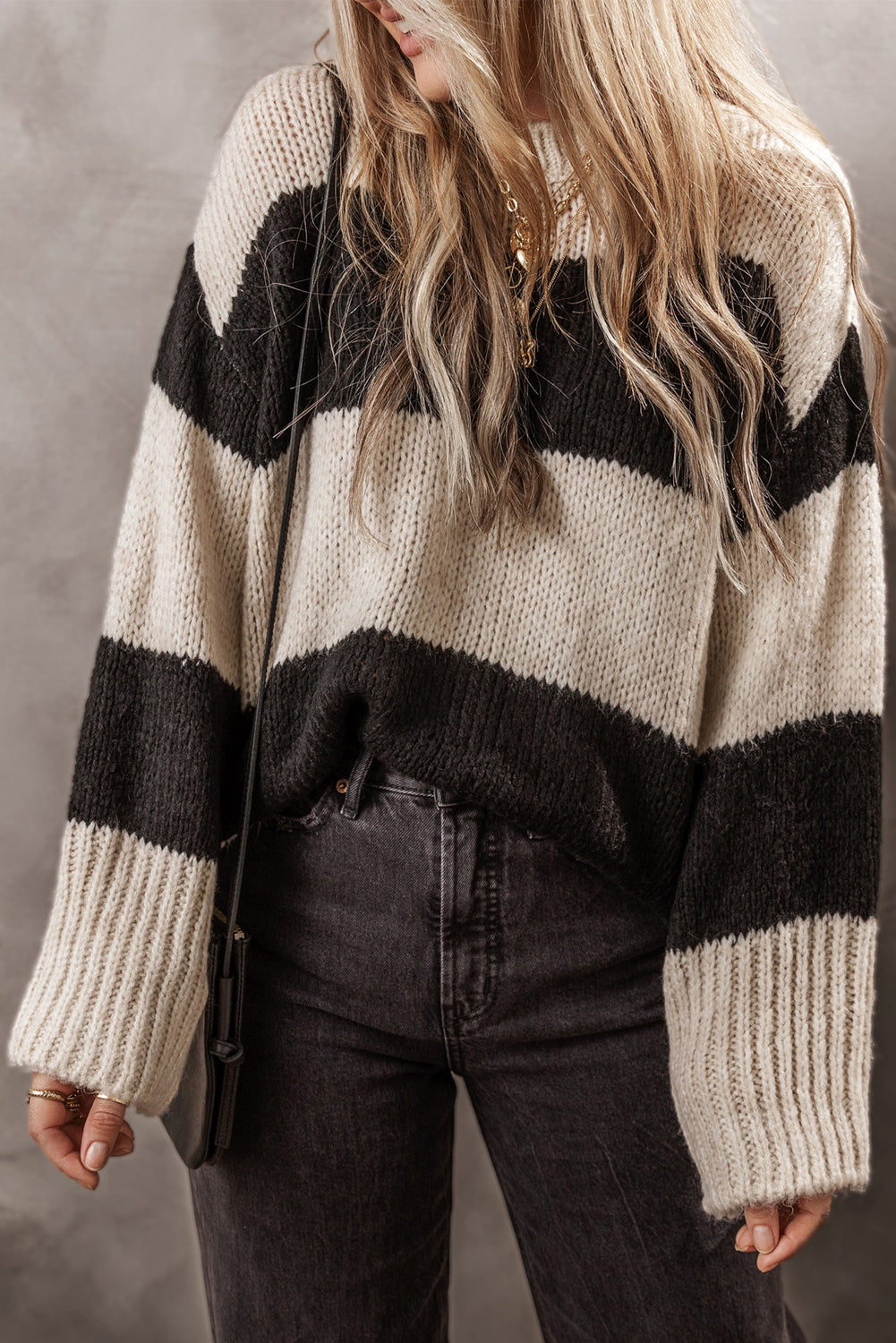 Colorblock Loose Pullover Sweater