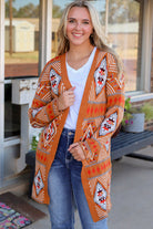 Aztec Geometric Knit Open Front Cardigan