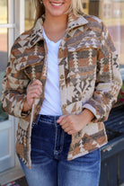 Aztec Print Flap Pocket Button-up Jacket