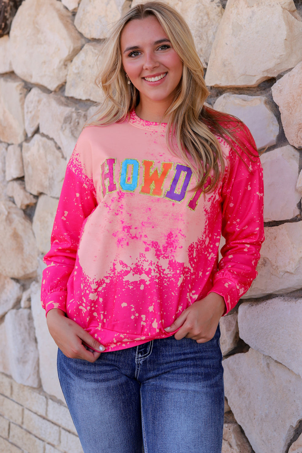 HOWDY Graphic Western Tie Dye Sweatshirt