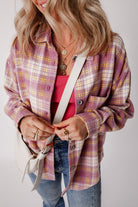 Plaid Print Chest Pocket Long Sleeve Shacket