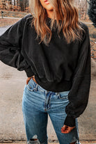 Acid Wash V-shape Open Back Sweatshirt