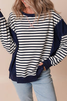 Color Block Exposed Seam Loose Fit Sweatshirt