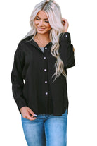 Textured Buttoned Pocket Long Sleeve Shirt