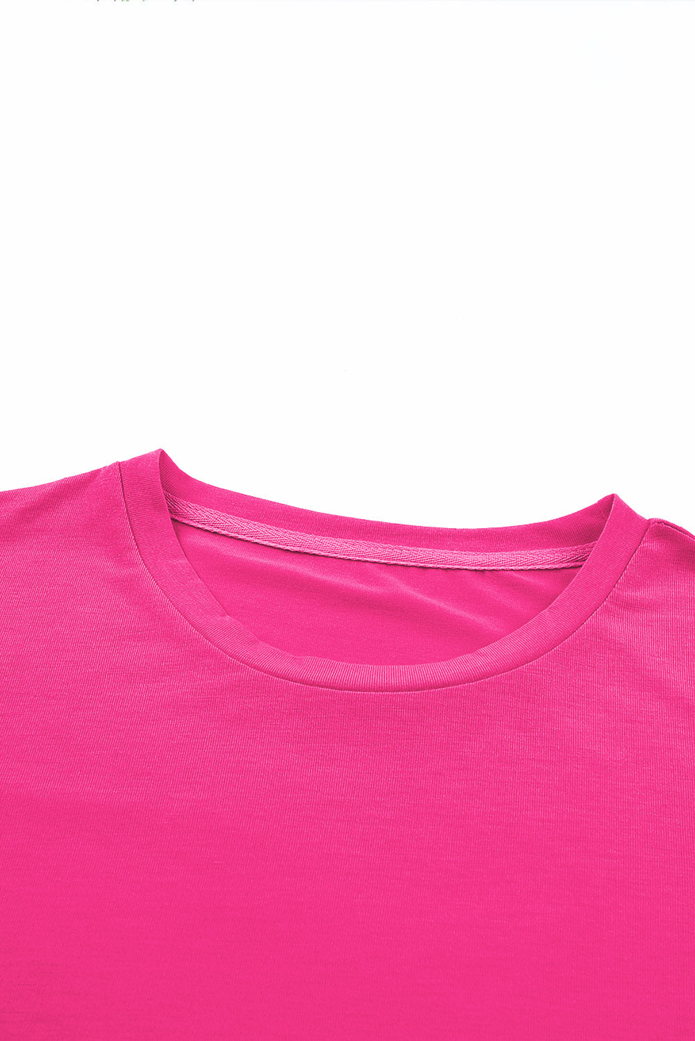 Rose Red Casual Plain Crew Neck Tee