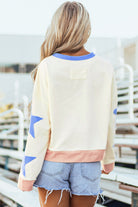 Star Patchwork Exposed Seam Oversized Sweatshirt