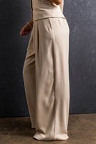 Elastic Waist Pleated Wide Leg Pants