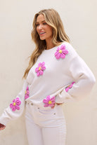 Floral Crochet Chunky Knit Sweater