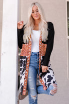 Western Pattern Cow Patchwork Open Front Cardigan