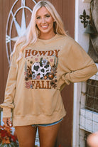 HOWDY FALL Pumpkin Print Split Hem Sweatshirt